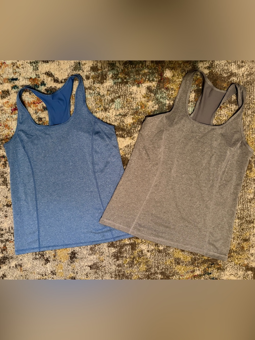 2 - Danskin Now Blue and Gray Racerback Tank Tops